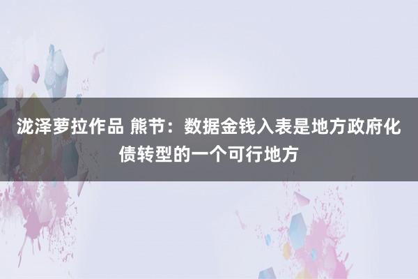 泷泽萝拉作品 熊节：数据金钱入表是地方政府化债转型的一个可行地方