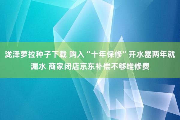 泷泽萝拉种子下载 购入“十年保修”开水器两年就漏水 商家闭店京东补偿不够维修费