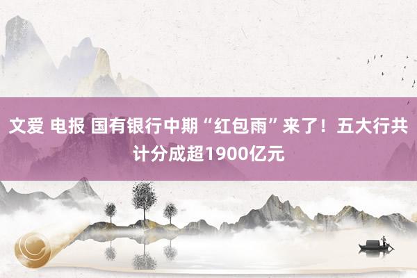 文爱 电报 国有银行中期“红包雨”来了！五大行共计分成超1900亿元