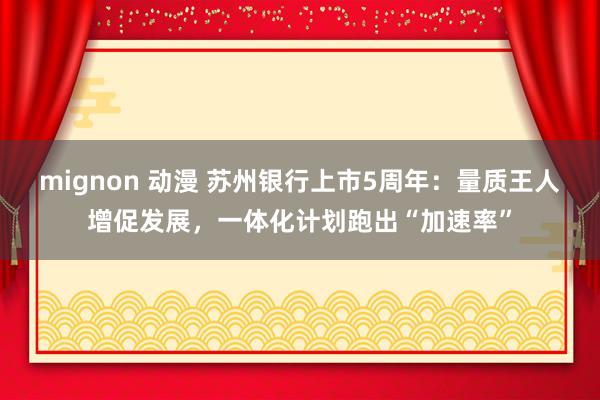 mignon 动漫 苏州银行上市5周年：量质王人增促发展，一体化计划跑出“加速率”