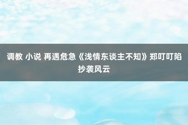 调教 小说 再遇危急《浅情东谈主不知》郑叮叮陷抄袭风云